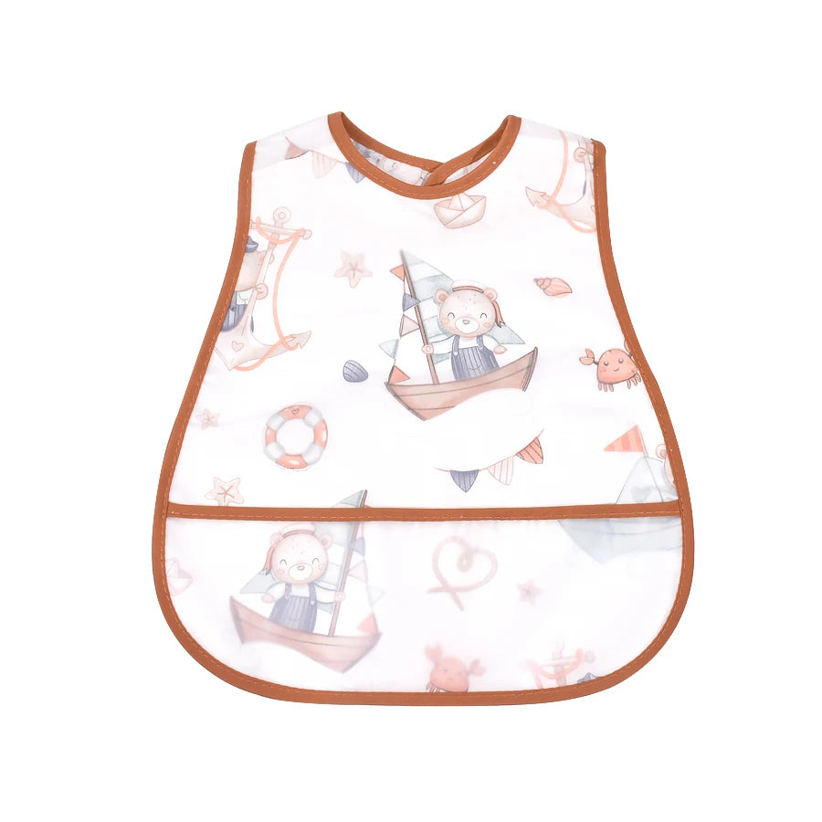 Cartoon EVA Waterproof Baby Bib with Pocket Feeding Apron