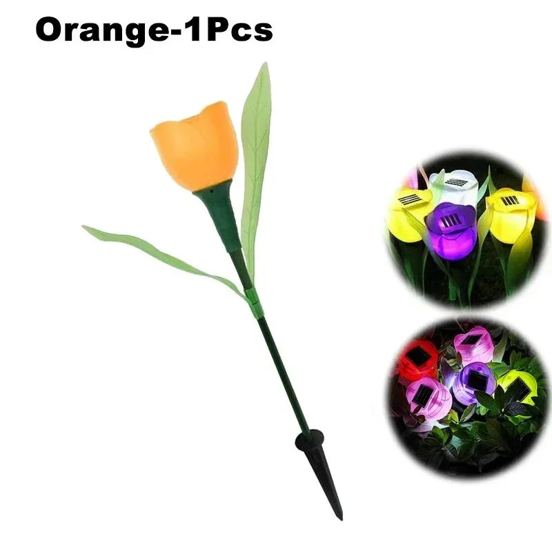 Solar Tulip Rose Flower Lights for Waterproof Garden Decor