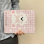 Pink Plaid Puppy Pencil Holder Case for iPad Pro 11 12.9 Mini 6