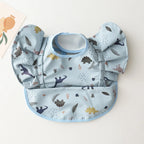 Waterproof Baby Bib with Pocket Soft PU Feeding Bib for Kids