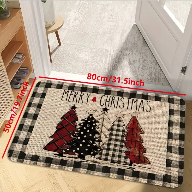 VIKAMA Christmas Tree Floor Mat Set Non-Slip Kitchen & Entrance Rugs