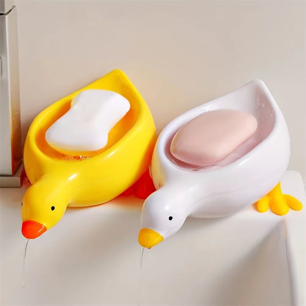 Cute Duck Soap Tray – Self Draining Soap Holder for Bathroom & Kitchen