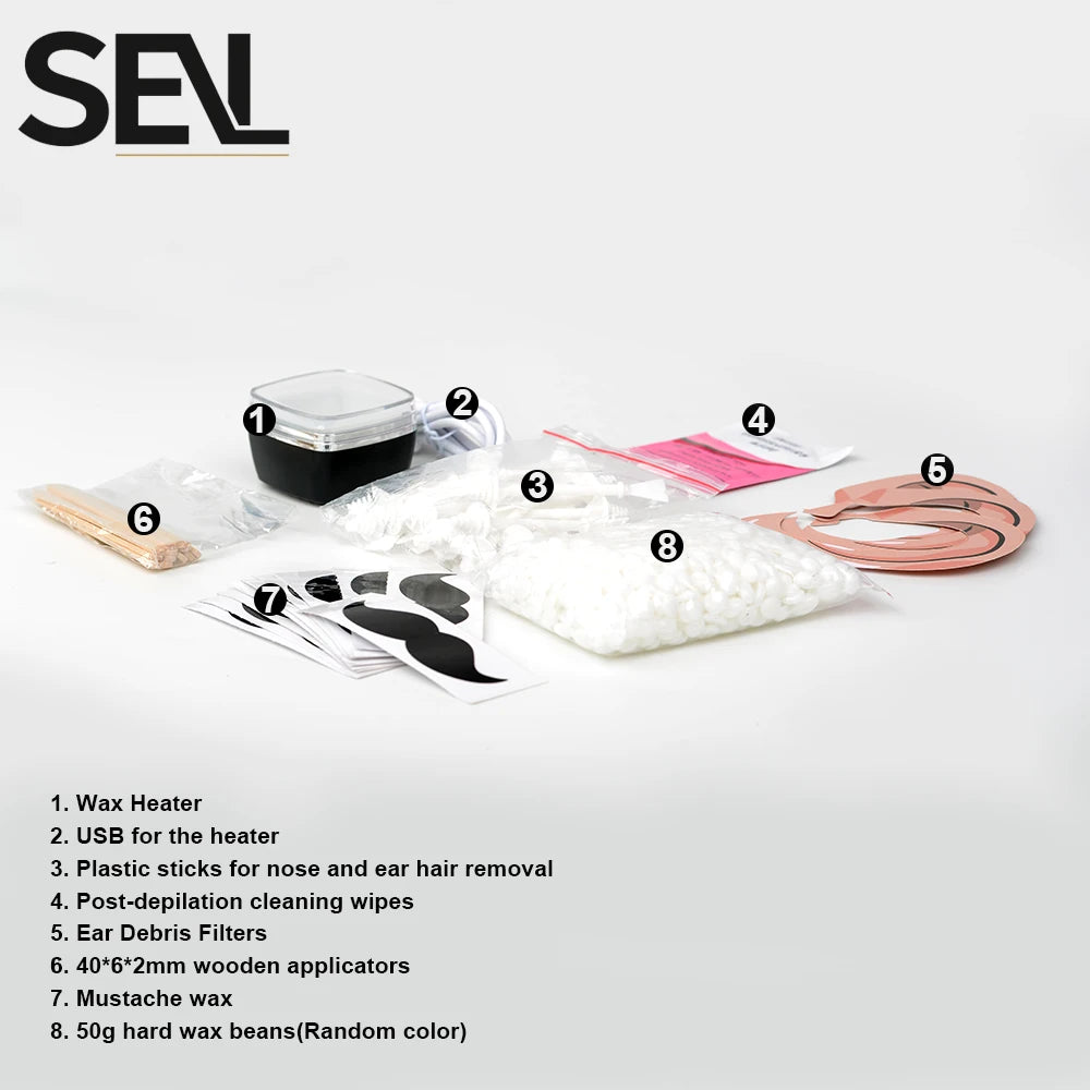 USB Wax Heater Machine with Depilatory Wax Beans – Nose Facial Hair Removal Kit