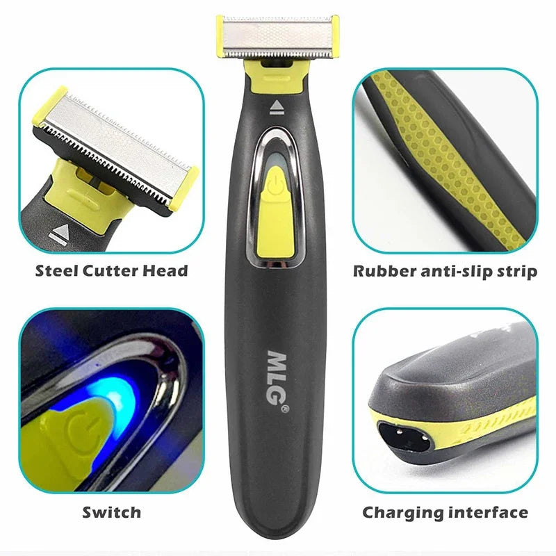 MLG Electric Shaver Cordless Body Trimmer USB T Blade Beard Razor Unisex