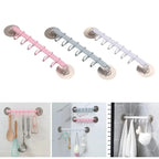 White Suction Cup Hook Rack 6-Row No-Drill Corner Wall Hanger