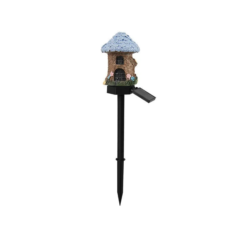 Solar Resin House LED Lamp for Garden & Lawn Landscape Decor