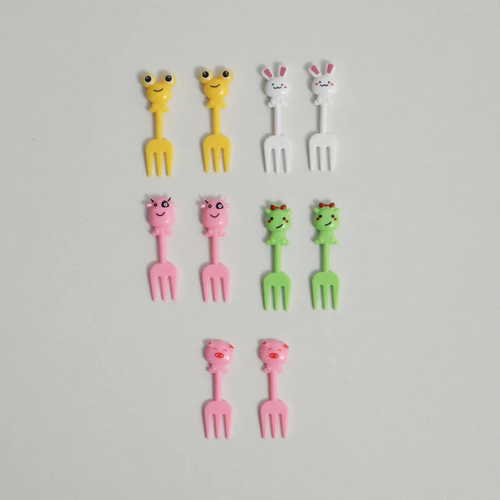 10Pcs Cartoon Fruit Fork Set Cute Reusable Snack, Cake & Dessert Forks