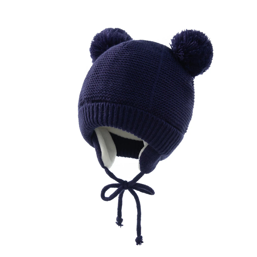 Winter Baby Hat & Gloves Set Warm Fleece Knitted Cap
