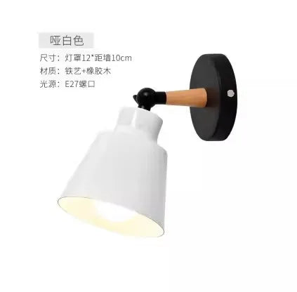 Nordic Solid Wood LED Wall Lamp Modern Bedside Light