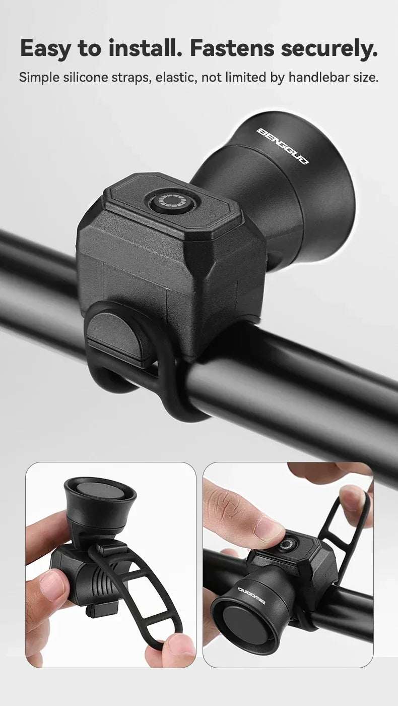 Electric Bike Horn USB Rechargeable Waterproof MTB Loud Safety Alarm