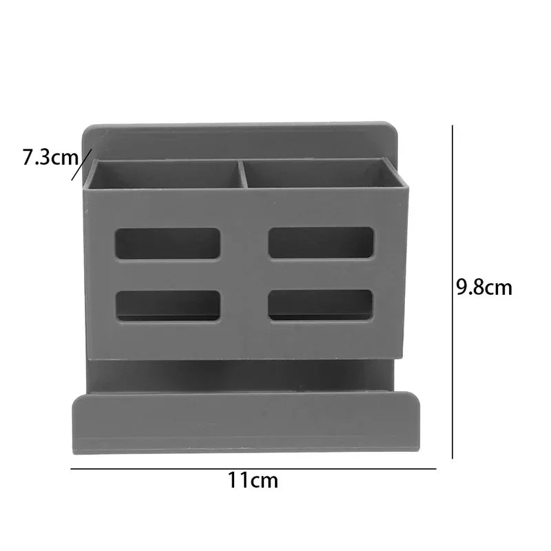 Hole-Free Bathroom Shelf Wall Mounted Toothbrush & Razor Organizer