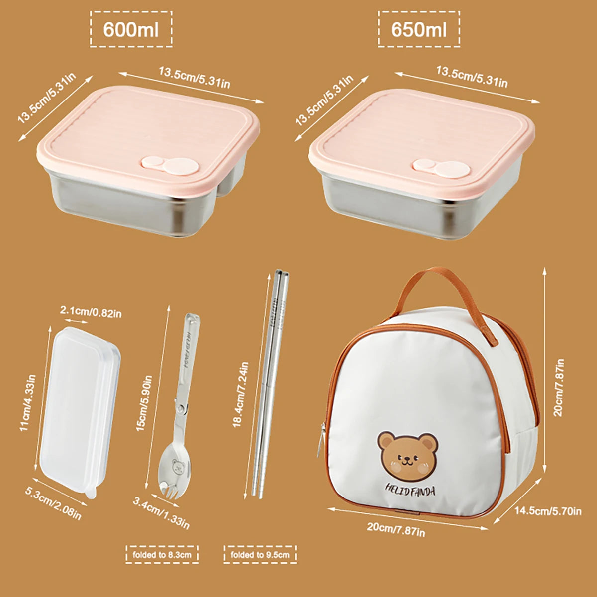 WORTHBUY 304 Stainless Steel Lunch Box Leakproof Stackable Food Container