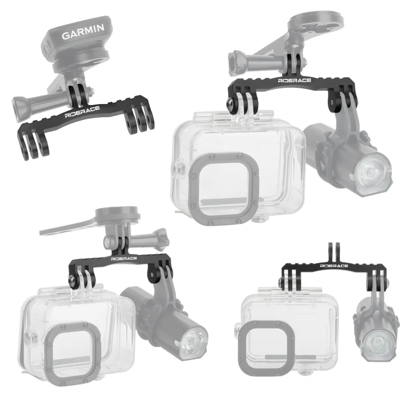 Dual Bike Computer Camera Mount Aluminum GoPro GPS Handlebar Bracket