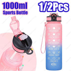 1000ml Motivational Sports Water Bottle with Time Marker