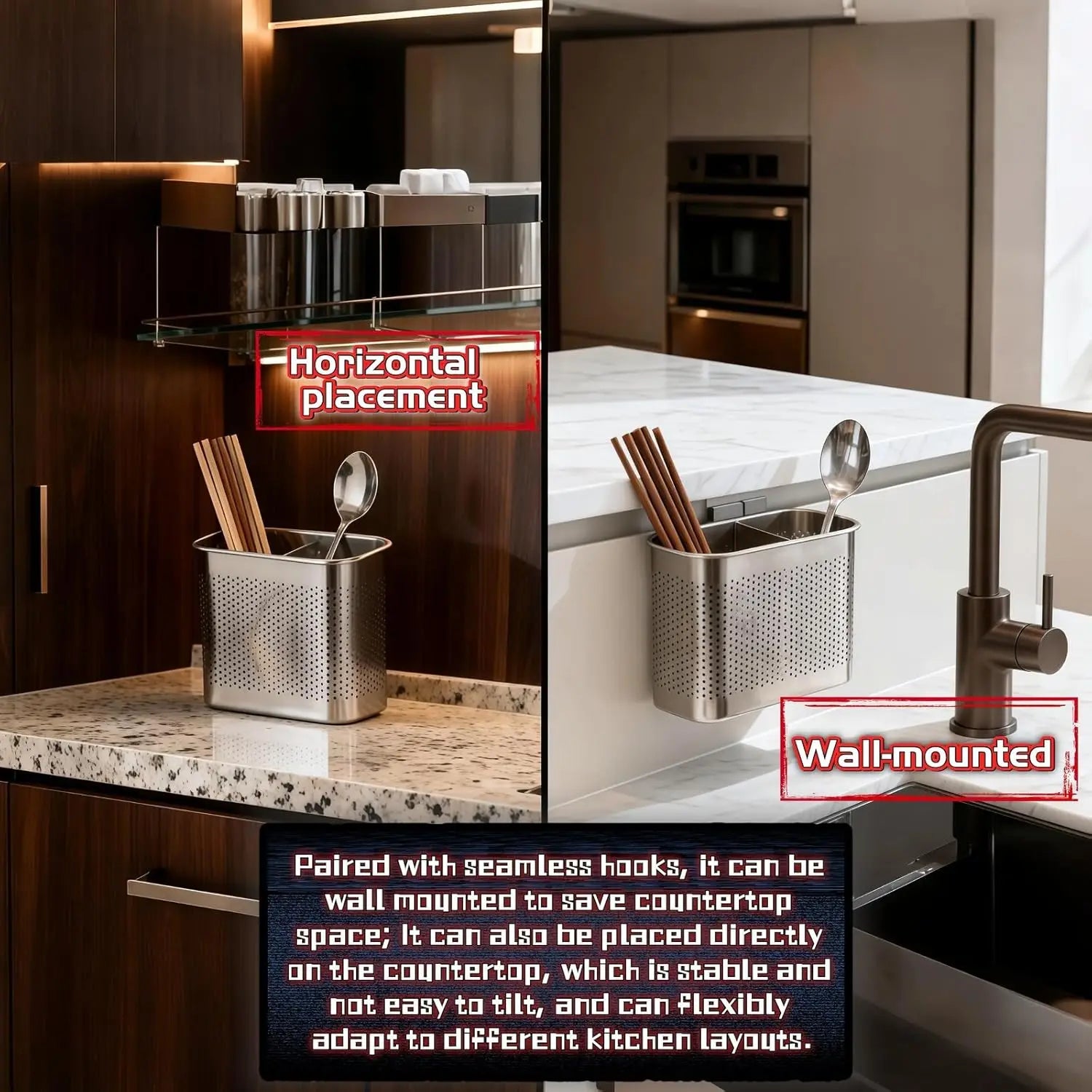 Wall Mounted Chopstick Holder Stainless Steel
