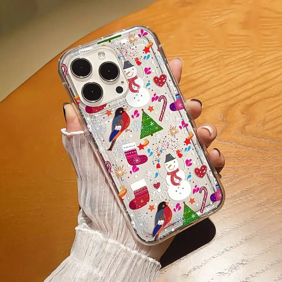 Cartoon Christmas Clear Case for iPhone 11 12 13 14 15 16 17