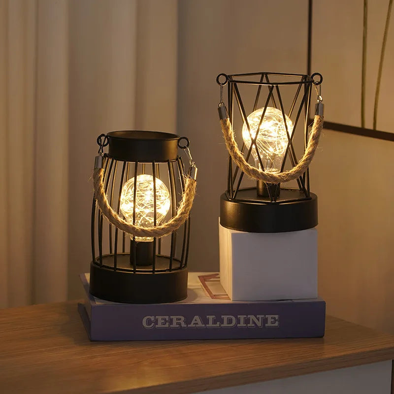 Iron Wire Cage LED Night Light for Bedroom & Living Room