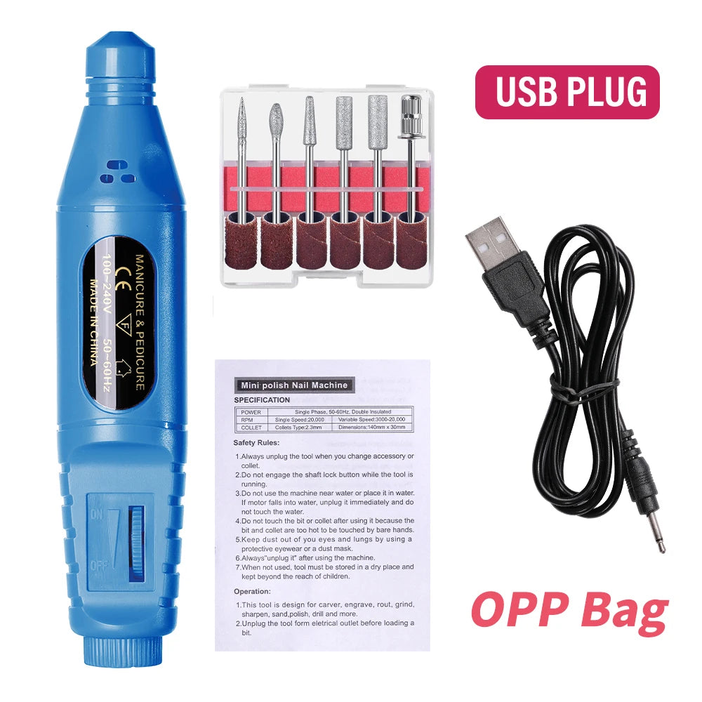 LINMANDA 6 in 1 Electric Nail Drill Kit Portable Manicure File Machine