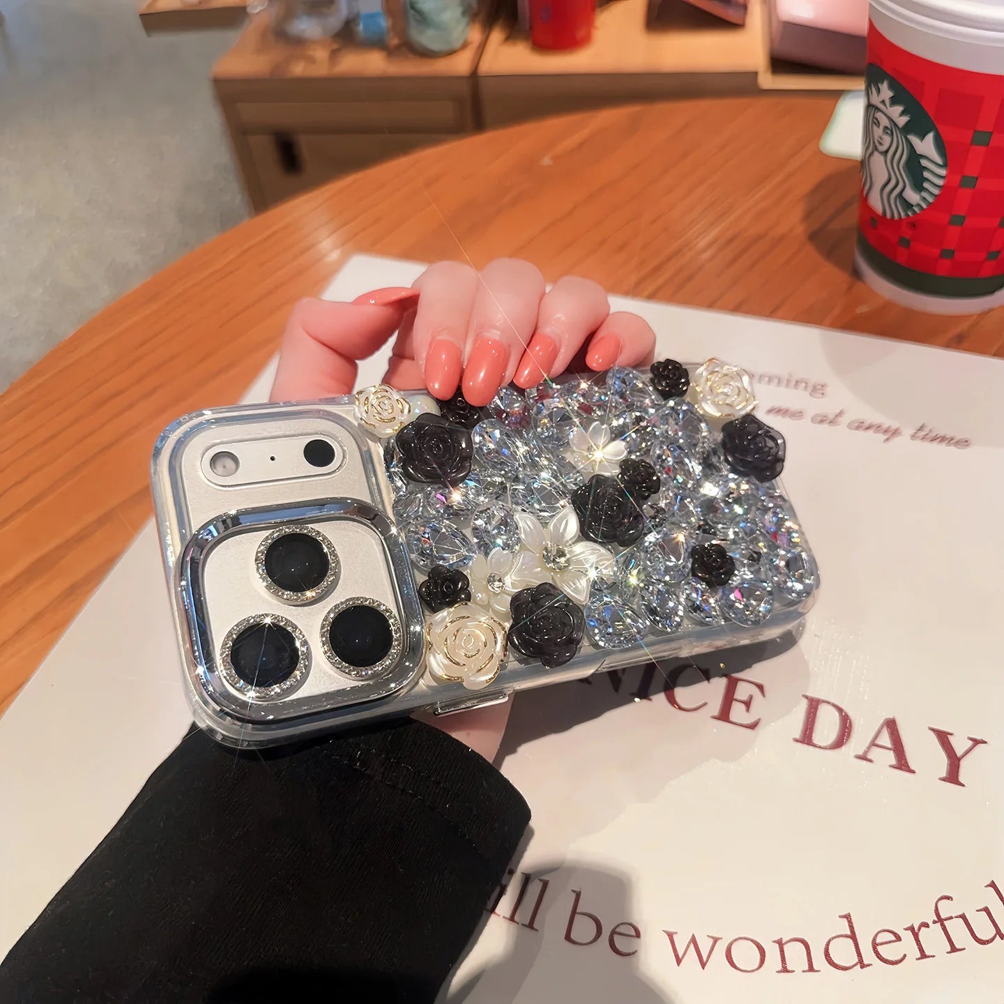 Luxury Bling Diamond Flower Case for iPhone 17 16 15 14 13 12 Pro Max