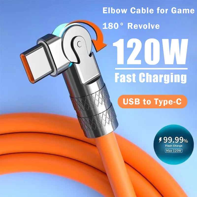 120W Fast Charging USB-C Cable – 180° Rotating Gaming Charger Main image