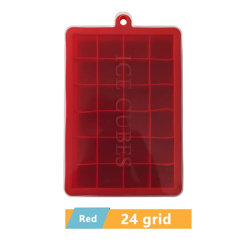 Large Silicone Ice Cube Tray Jumbo Square Ice Maker Mold (4–24 Grid)