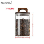 Glass Storage Jar with Wooden Lid Airtight Kitchen Food Container