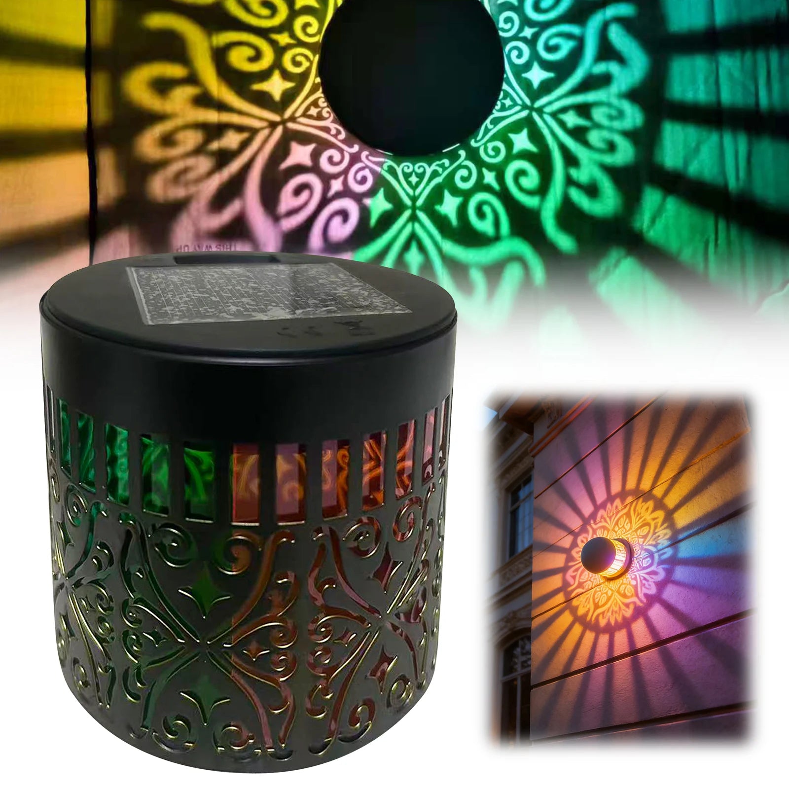 Solar Flower Fence Light Waterproof Metal Garden Wall Lantern