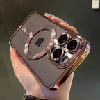 Magnetic Clear Plating Case for iPhone 11 12 13 14 15 16 17 Pro Max