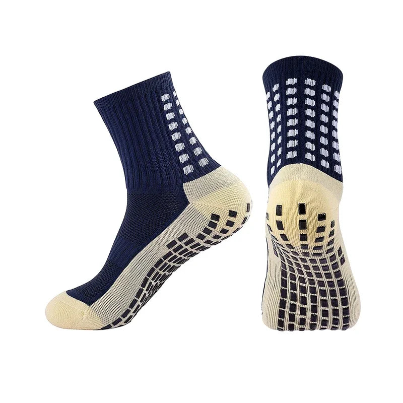 Men Non Slip Grip Football Socks Mid Calf Anti Slip Sports Running
