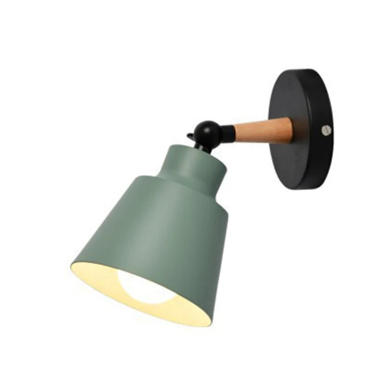 Nordic Solid Wood LED Wall Lamp Modern Bedside Light