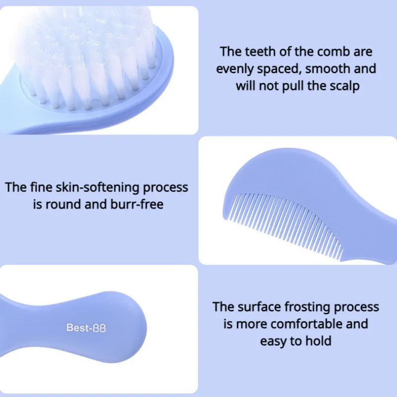 Baby Comb & Brush Set Soft Bristle Hair Brush for Newborns