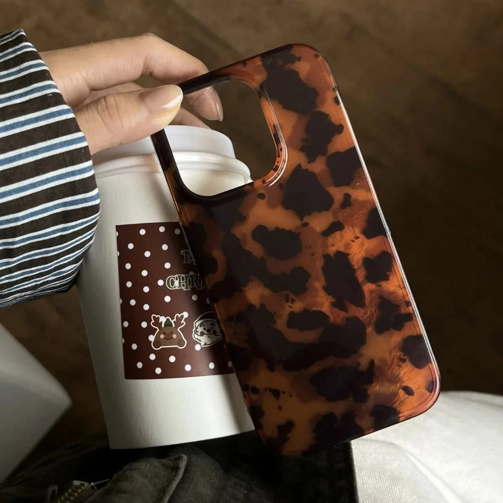 Retro Leopard Print Laser Case for iPhone 17 16 15 14 13 12 Pro Max