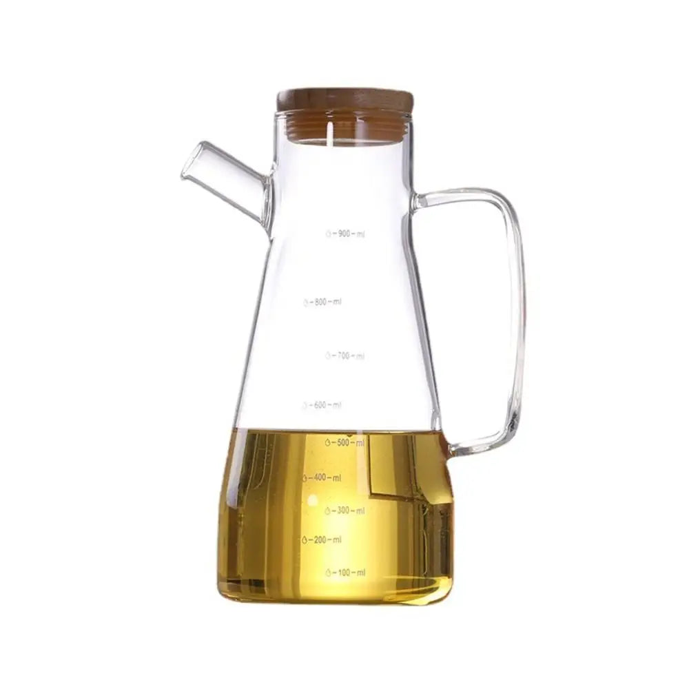 900/1000ml Glass Oil Bottle Heat Resistant Oil Dispenser with Handle