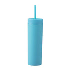Double Wall Skinny Tumbler 473ml/480ml Cup with Straw & Lid