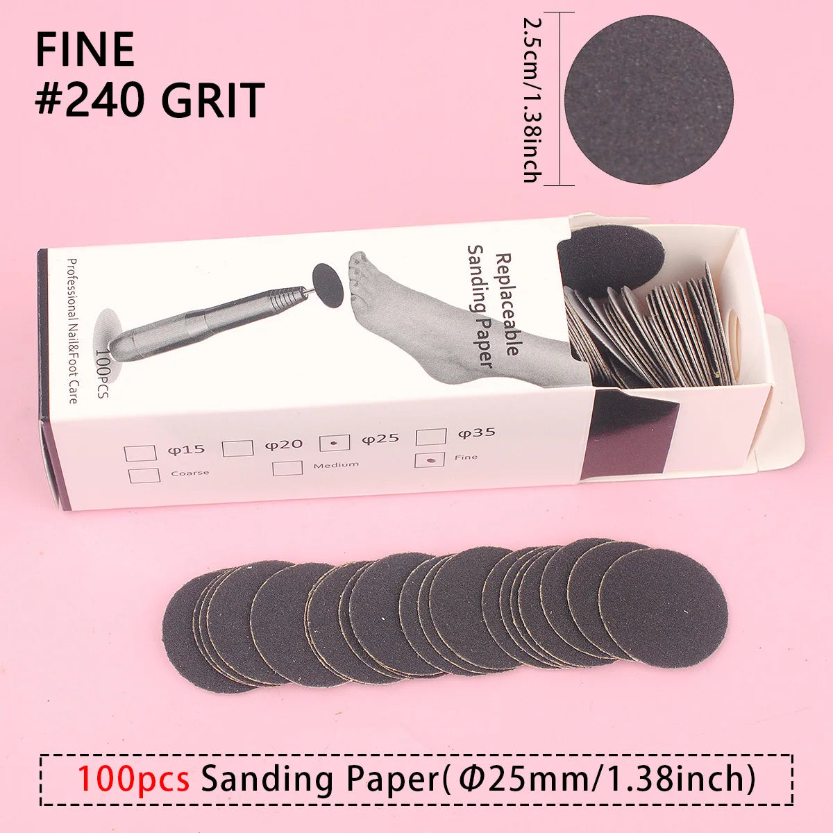 25mm Sandpaper Pedicure Discs Foot File