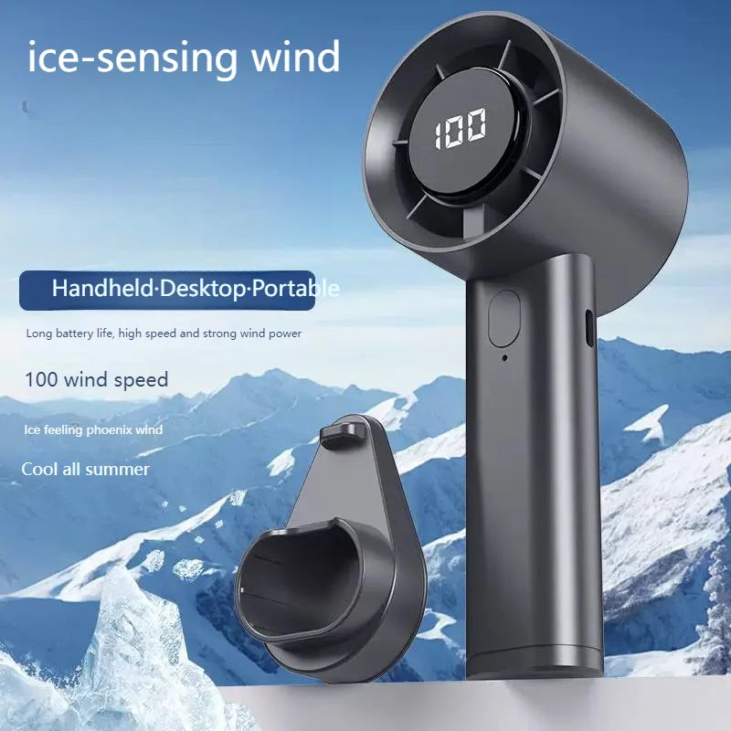 Portable Mini Handheld Fan with LED Display USB Cooling Fan