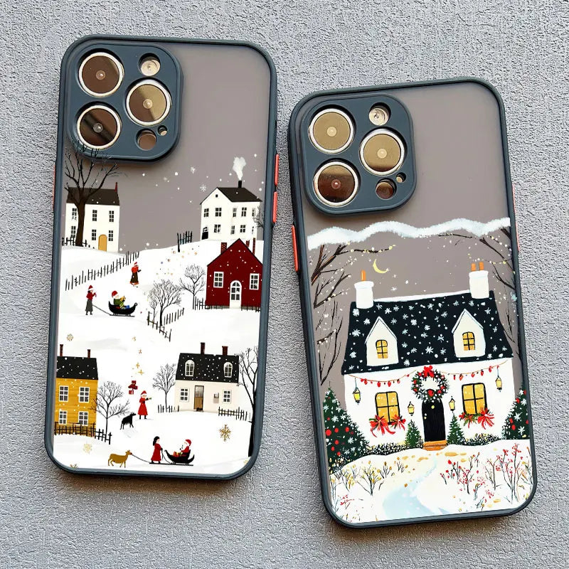 Rural Snow Scenery Phone Case for iPhone 16 15 14 13 12 11 Pro Max