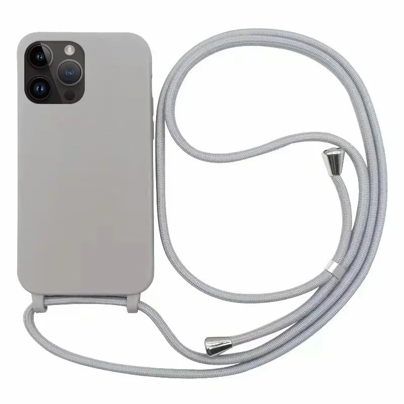 Crossbody Strap Silicone Case for iPhone 11 12 13 14 15 16 Pro Max