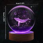 3D Moon Whale Crystal Ball Night Light LED Décor Lamp