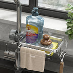 Space Aluminum Sink Drain Rack Faucet Sponge & Soap Organizer