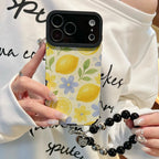 Yellow Lemon Floral Print Phone Case for IPhone 17 16 15 14 13 Pro Max