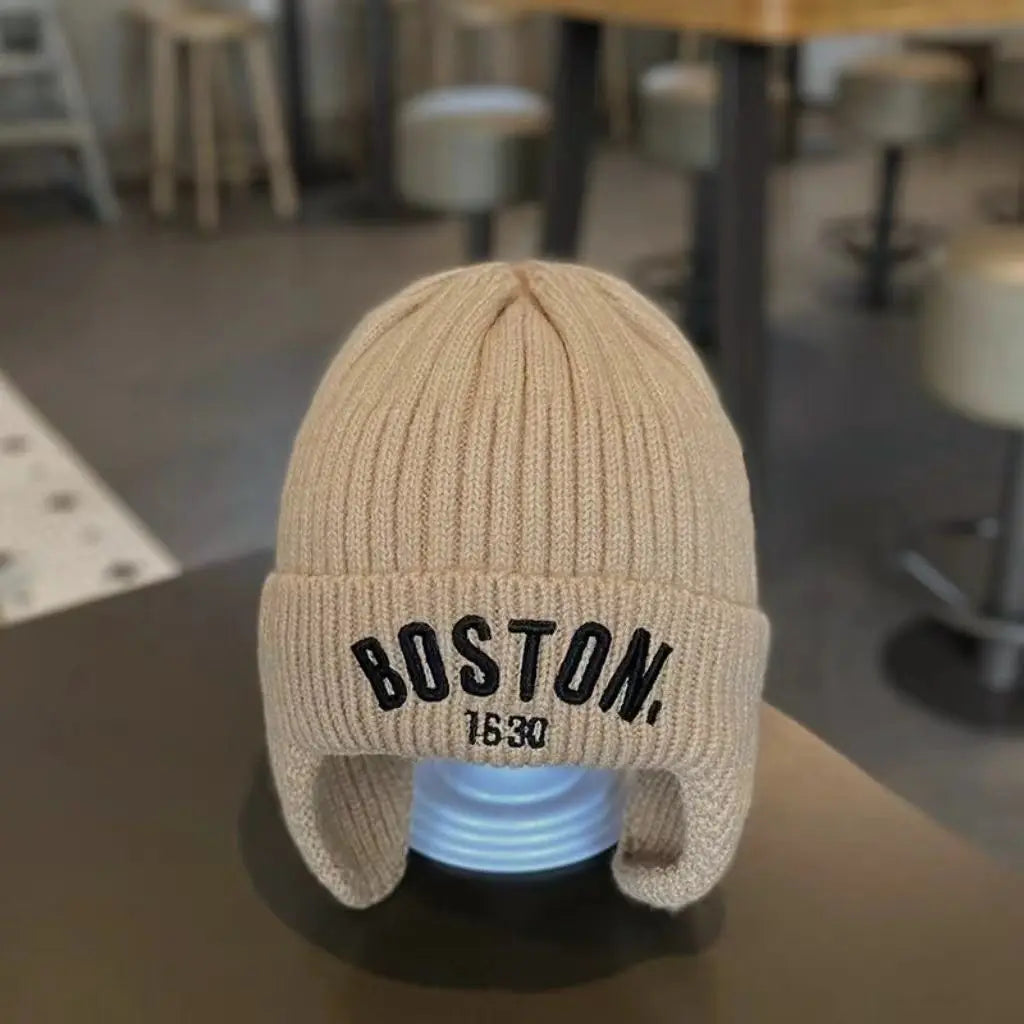 Boston Baby Beanie Hat Warm Knitted Winter Cap for Kids