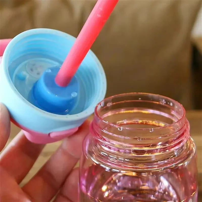 480ML Kids Cartoon Water Sippy Cup with Straw