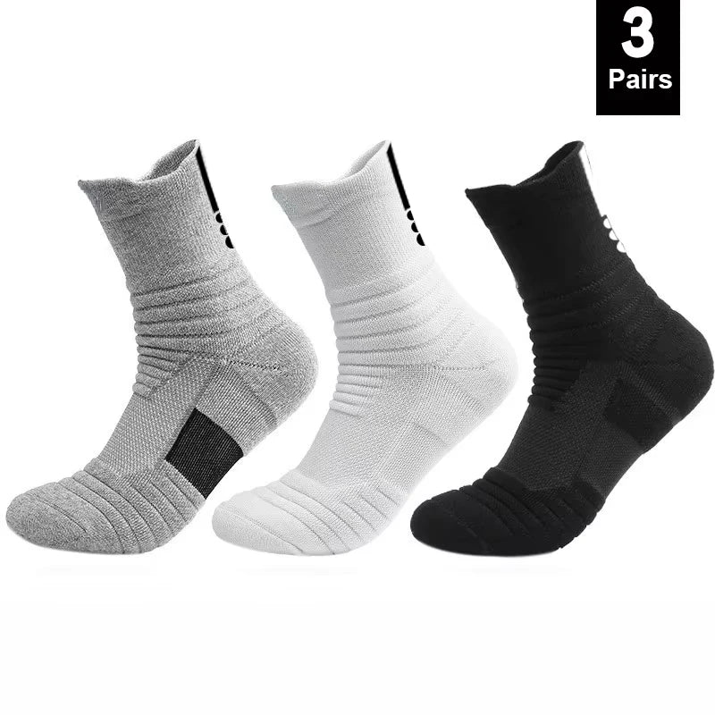 Anti-Slip Football Socks Men Breathable Cotton Soccer Socks 3 Pairs