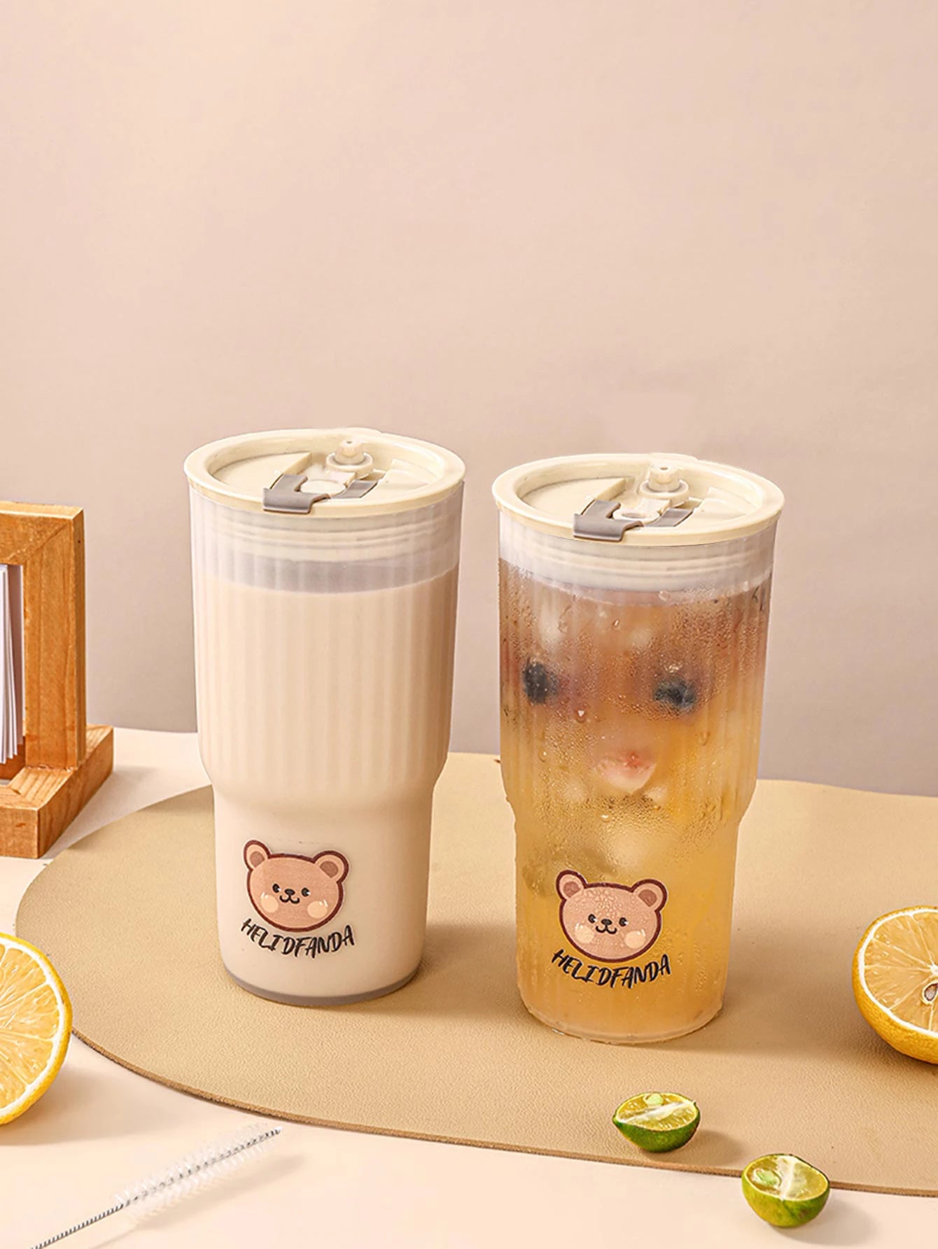 WORTHBUY Cute Bear Water Cup Leak Proof Portable Travel Tumbler