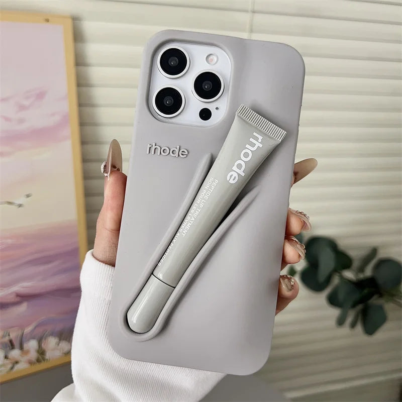 Lemontini Lip Gloss Holder Case for iPhone 17 16 15 14 13 12 Pro Max