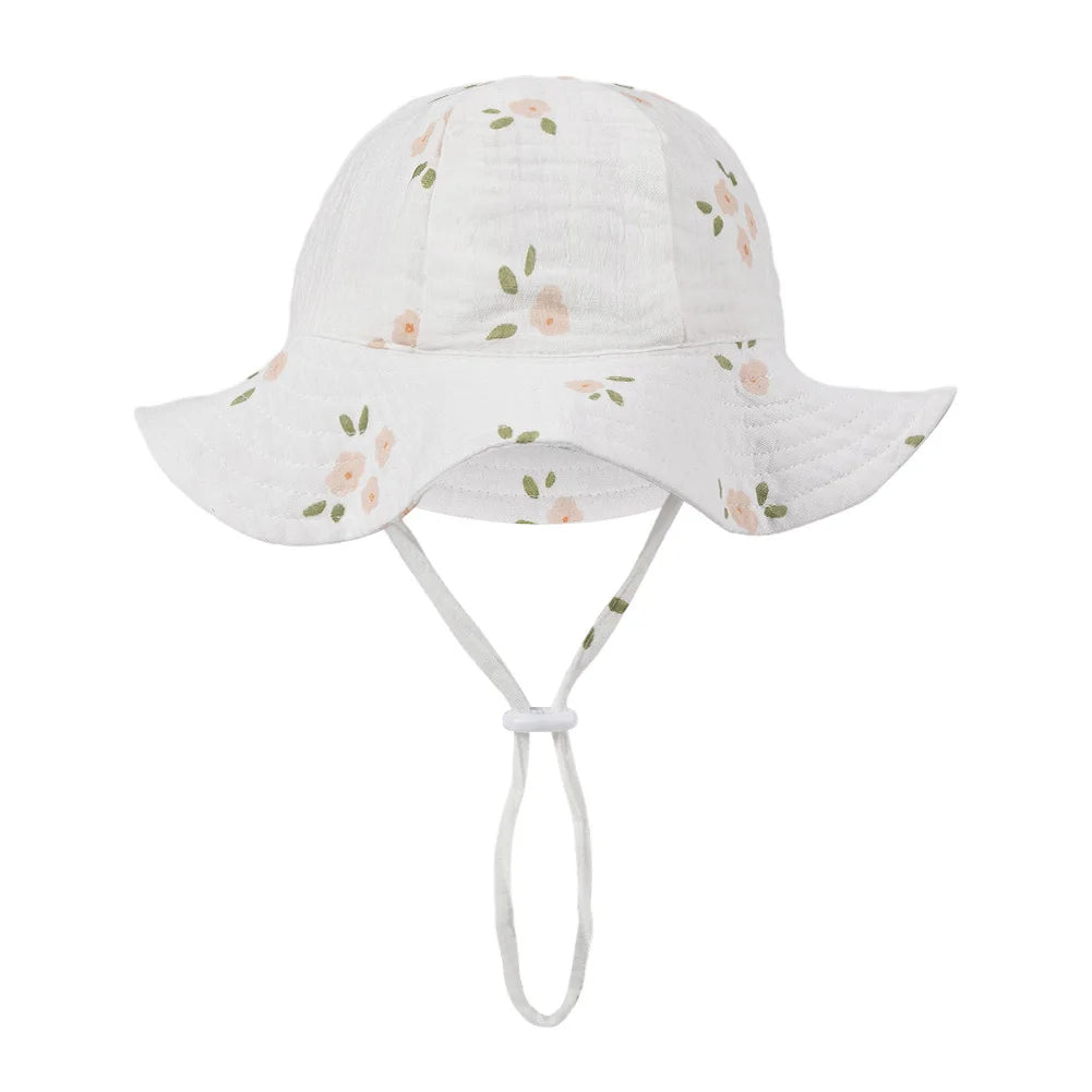Floral Baby Bucket Hat UK Adjustable Infant Sun Cap