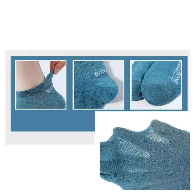 5 Pairs Men Cotton Ankle Socks Breathable Sports Mesh Summer Thin UK