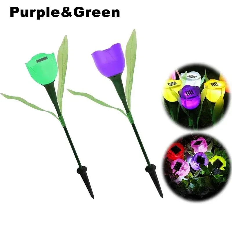 Solar Tulip Rose Flower Lights for Waterproof Garden Decor