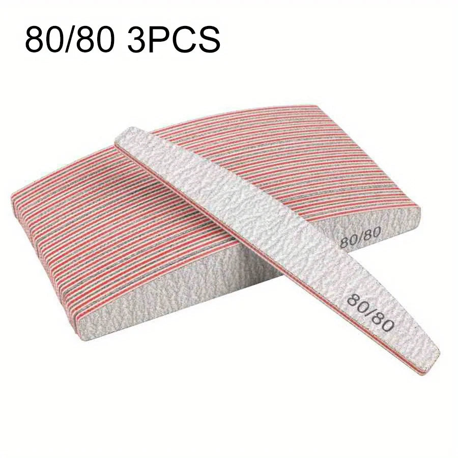 Professional Nail File Set 80-240 Grit Half Moon Nail Buffer